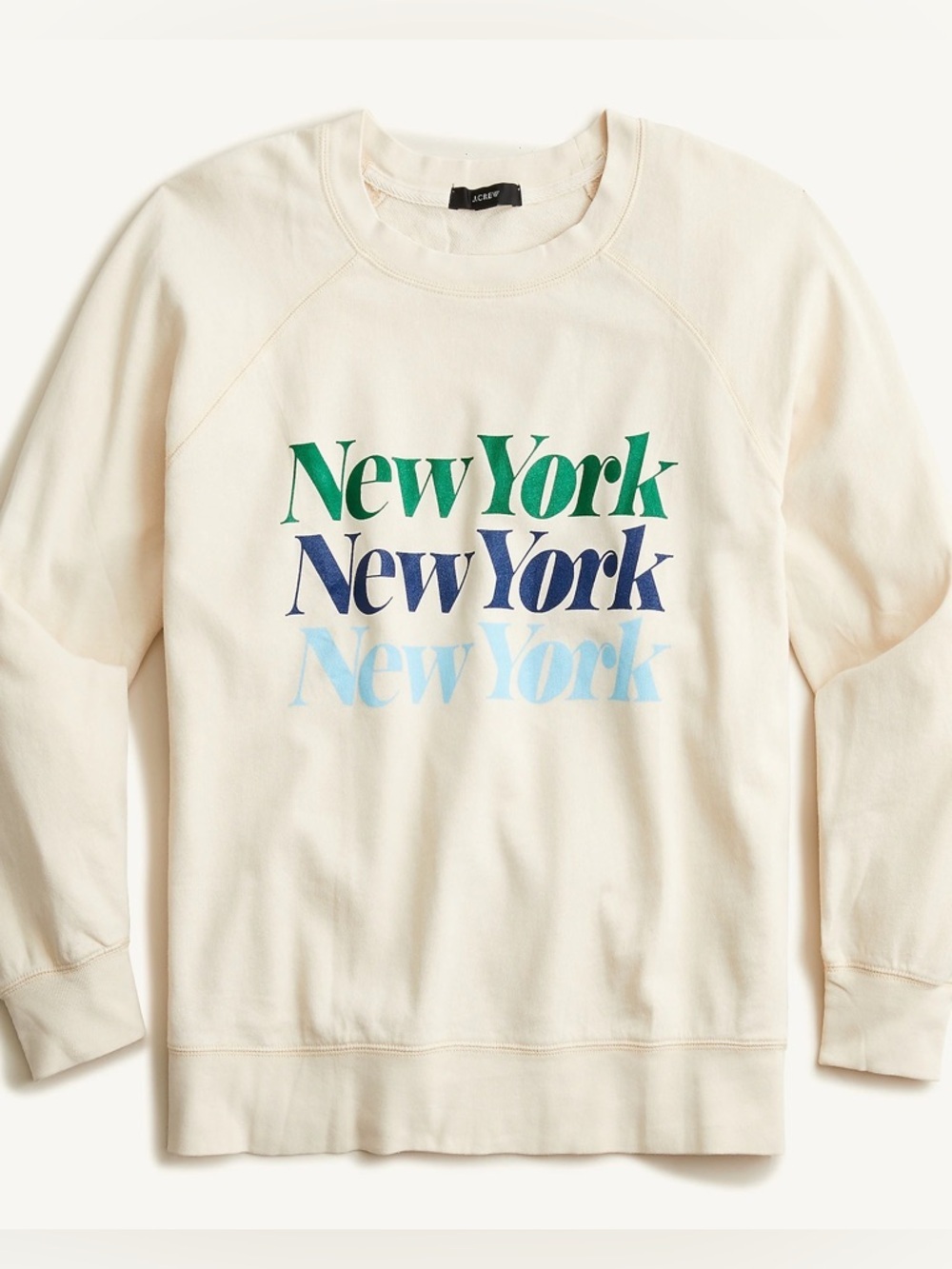 J.Crew Magic Rinse New York Crewneck Sweatshirt Cream Size S AY080